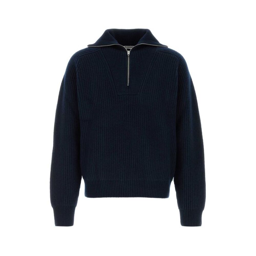 Jil Sander Men Navy Blue Wool Polo Shirt